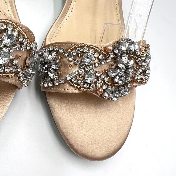 Betsey Johnson Size 5.5 Mel Champagne Satin Low Block Heels Dress Sandals‎ Shoes - Picture 6 of 16